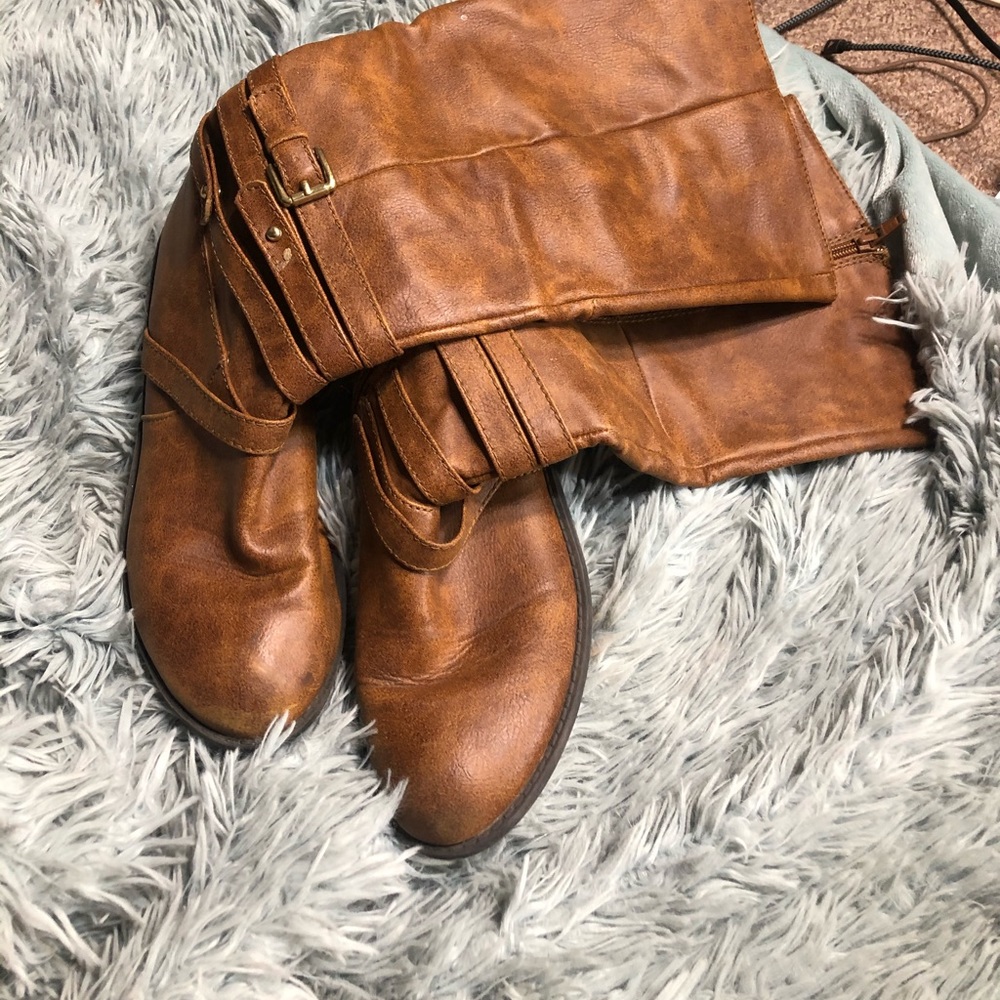 Brown over the ankle boots